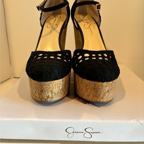 JESSICA SIMPSON Marshela Ankle-Strap Platform Wedge Sandals Woven Cutout shoes - Picture 10 of 16